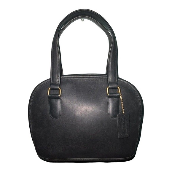 COACH VINTAGE Petit Pelham Zip BLACK LEATHER DOMED BAG 9959 Made In USA - Picture 1 of 16